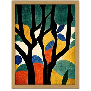 Wee Blue Coo Simple Autumn Trees Orange on Blue Minimalist Matisse Style Painting Artwork Framed Wall Art Print 18X24 Inch Wee Blue Coo Simple Autumn Trees Orange on Blue Minimalist Matisse Style Painting Artwork Framed Wall Art Print 18X24 Inch