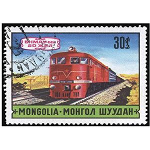 Wee Blue Coo Postage Stamp Mongolia Russian Train Electric Engine Wall Art Print Wee Blue Coo Postage Stamp Mongolia Russian Train Electric Engine Wall Art Print