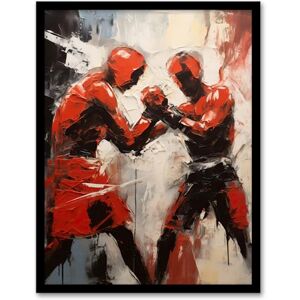 Artery8 The Red Boxers Boxing Sparring Oil Painting Action Sport Artwork Artwork Framed Wall Art Print 18X24 Inch Artery8 The Red Boxers Boxing Sparring Oil Painting Action Sport Artwork Artwork Framed Wall Art Print 18X24 Inch