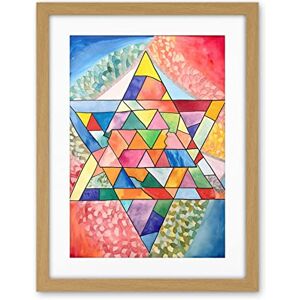 Artery8 Jewish Star Of David Patterns Geometric Folk Art Watercolour Painting Artwork Framed Wall Art Print 18X24 Inch Artery8 Jewish Star Of David Patterns Geometric Folk Art Watercolour Painting Artwork Framed Wall Art Print 18X24 Inch