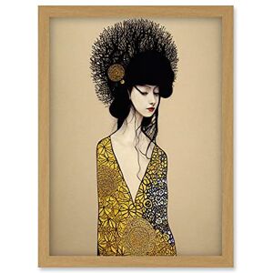 Wee Blue Coo Golden Geisha Girl Abstract Elegant Painting Artwork Framed Wall Art Print A4 Wee Blue Coo Golden Geisha Girl Abstract Elegant Painting Artwork Framed Wall Art Print A4
