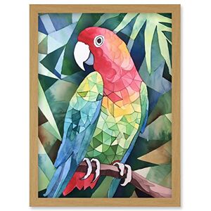 Artery8 Polygon Parrot Bird On Tree Branch Watercolour Painting Artwork Framed Wall Art Print A4 Artery8 Polygon Parrot Bird On Tree Branch Watercolour Painting Artwork Framed Wall Art Print A4