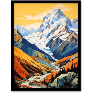 Artery8 Aoraki Mount Cook Artwork Amber Orange Blue National Park New Zealand Snow Peaked Mountain Cloud Piercer Artwork Framed Wall Art Print A4 Artery8 Aoraki Mount Cook Artwork Amber Orange Blue National Park New Zealand Snow Peaked Mountain Cloud Piercer Artwork Framed Wall Art Print A4