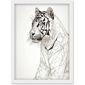 Artery8 White Tiger Line Drawing Polygon Stripes Pattern Artwork Framed Wall Art Print A4 Artery8 White Tiger Line Drawing Polygon Stripes Pattern Artwork Framed Wall Art Print A4
