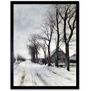 Artery8 Louis Apol Winter Landscape Farm Lane Painting Art Print Framed Poster Wall Decor 12x16 inch Artery8 Louis Apol Winter Landscape Farm Lane Painting Art Print Framed Poster Wall Decor 12x16 inch