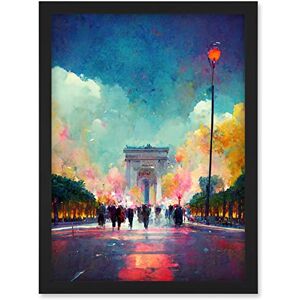 Doppelganger33 LTD Colourful Champs-Elysees And Arc De Triomphe Modern Artwork Framed Wall Art Print A4 Doppelganger33 LTD Colourful Champs-Elysees And Arc De Triomphe Modern Artwork Framed Wall Art Print A4