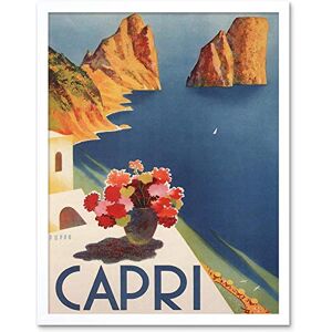 Wee Blue Coo Travel Tourism Italy Capri Island Sun Flowers Sea Art Print Framed Poster Wall Decor 12X16 Inch Wee Blue Coo Travel Tourism Italy Capri Island Sun Flowers Sea Art Print Framed Poster Wall Decor 12X16 Inch