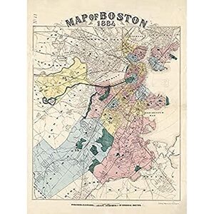 Fine Art Prints Russell 1884 Map Boston Massachusetts USA Art Print Canvas Premium Wall Decor Poster Mural Fine Art Prints Russell 1884 Map Boston Massachusetts USA Art Print Canvas Premium Wall Decor Poster Mural