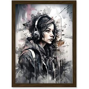 Artery8 - Teenager Girl in Black Hoodie - A4 - Framed Wall Art Artery8 - Teenager Girl in Black Hoodie - A4 - Framed Wall Art