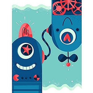 Wee Blue Coo Robot Friends Art Print Canvas Premium Wall Decor Poster Wee Blue Coo Robot Friends Art Print Canvas Premium Wall Decor Poster