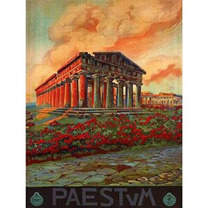 Wee Blue Coo Travel Paestum Temple Poseidon Hera Roman Italy Vintage Advert Art Print Poster Wall Decor 12X16 Inch Wee Blue Coo Travel Paestum Temple Poseidon Hera Roman Italy Vintage Advert Art Print Poster Wall Decor 12X16 Inch