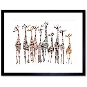 Wee Blue Coo Dt Illustration Group Of Giraffes Art Picture Framed Wall Art Print Wee Blue Coo Dt Illustration Group Of Giraffes Art Picture Framed Wall Art Print