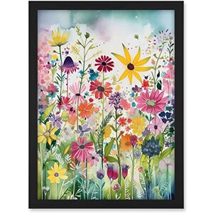 Artery8 Bright Wildflower Floral Blooms Folk Art Artwork Framed A3 Wall Art Print Artery8 Bright Wildflower Floral Blooms Folk Art Artwork Framed A3 Wall Art Print