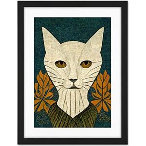 Doppelganger33 LTD Elegant Cat Illustration William Morris Style Teal Mustard Artwork Framed Wall Art Print 18X24 Inch Doppelganger33 LTD Elegant Cat Illustration William Morris Style Teal Mustard Artwork Framed Wall Art Print 18X24 Inch
