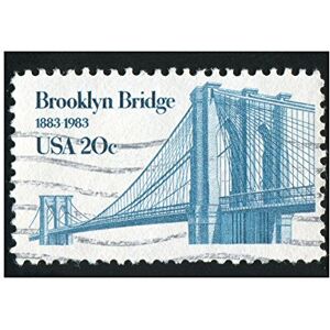 Wee Blue Coo Postage Stamp Brooklyn Bridge Vintage USA Wall Art Print Wee Blue Coo Postage Stamp Brooklyn Bridge Vintage USA Wall Art Print