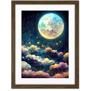 Doppelganger33 LTD Dreamy Night Sky Moon Stars Colourful Clouds Kids Cute Artwork Framed Wall Art Print 18X24 Inch Doppelganger33 LTD Dreamy Night Sky Moon Stars Colourful Clouds Kids Cute Artwork Framed Wall Art Print 18X24 Inch