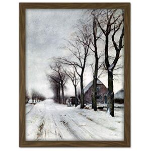Artery8 Louis Apol Winter Landscape Farm Lane Painting Artwork Framed Wall Art Print 18X24 Inch Artery8 Louis Apol Winter Landscape Farm Lane Painting Artwork Framed Wall Art Print 18X24 Inch
