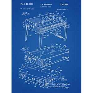 Artery8 Andersen Wurlitzer Electronic Piano Music Instrument 1961 Patent Plan Large Wall Art Poster Print Thick Paper 18X24 Inch Artery8 Andersen Wurlitzer Electronic Piano Music Instrument 1961 Patent Plan Large Wall Art Poster Print Thick Paper 18X24 Inch