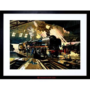 Wee Blue Coo Painting Steam Train Repair Yard Engineer UK Framed Wall Art Print Wee Blue Coo Painting Steam Train Repair Yard Engineer UK Framed Wall Art Print