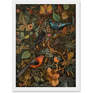 Artery8 Birds and Butterflies on Autumnal Tree Folk Art Artwork Framed A3 Wall Art Print Artery8 Birds and Butterflies on Autumnal Tree Folk Art Artwork Framed A3 Wall Art Print