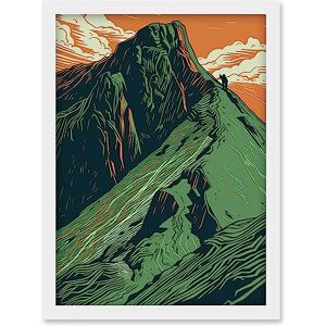 Artery8 - Hiking the Striding Edge - Orange - Green - Wall Art Artery8 - Hiking the Striding Edge - Orange - Green - Wall Art