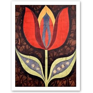 Artery8 A Single Tulip Flower Batik Style Pattern Folk Art Artwork Framed Wall Art Print 18X24 Inch Artery8 A Single Tulip Flower Batik Style Pattern Folk Art Artwork Framed Wall Art Print 18X24 Inch