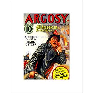 Wee Blue Coo Comics Argosy All American Fireman Fire Flame Action Wall Art Print Wee Blue Coo Comics Argosy All American Fireman Fire Flame Action Wall Art Print