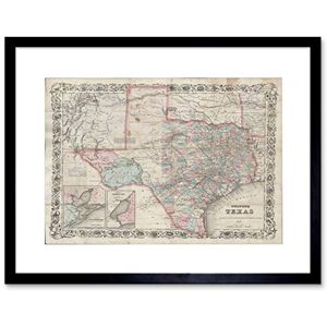 Wee Blue Coo Map Illustrated Antique Colton Texas Framed Wall Art Print Wee Blue Coo Map Illustrated Antique Colton Texas Framed Wall Art Print