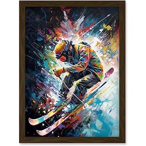 Artery8 Skier Skiing Vibrant Splatter Art Motion Painting Artwork Framed Wall Art Print A4 Artery8 Skier Skiing Vibrant Splatter Art Motion Painting Artwork Framed Wall Art Print A4