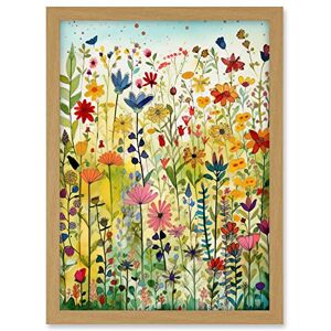 Artery8 Mixed Wildflower Bloom In Meadow Folk Art Artwork Framed A3 Wall Art Print Artery8 Mixed Wildflower Bloom In Meadow Folk Art Artwork Framed A3 Wall Art Print