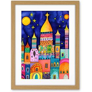 Artery8 Islamic Cityscape Moonlight Mosque Folk Art Artwork Framed Wall Art Print 18X24 Inch Artery8 Islamic Cityscape Moonlight Mosque Folk Art Artwork Framed Wall Art Print 18X24 Inch