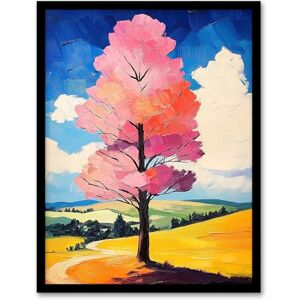 Artery8 Pink Tree in Countryside Field Landscape Painting Living Room Artwork Framed Wall Art Print A4 Artery8 Pink Tree in Countryside Field Landscape Painting Living Room Artwork Framed Wall Art Print A4