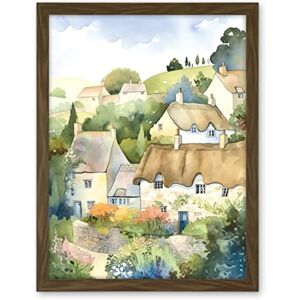 Artery8 Thatched Roof Cottage House Village in Soft Pastel Colours Modern Watercolour Painting Artwork Framed Wall Art Print 18X24 Inch Artery8 Thatched Roof Cottage House Village in Soft Pastel Colours Modern Watercolour Painting Artwork Framed Wall Art Print 18X24 Inch