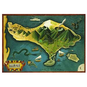 Wee Blue Coo Paintings Map Bali Indonesia Volcano Animal Cool Picture Wall Art Print Wee Blue Coo Paintings Map Bali Indonesia Volcano Animal Cool Picture Wall Art Print
