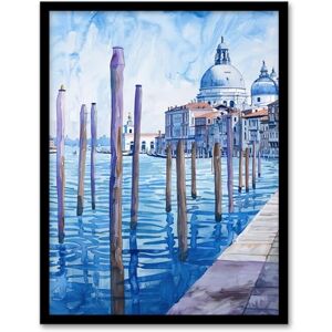 Artery8 Venice St Mark's Basilica Watercolour Blue Living Room Artwork Framed Wall Art Print A4 Artery8 Venice St Mark's Basilica Watercolour Blue Living Room Artwork Framed Wall Art Print A4