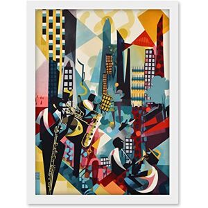 Artery8 Jazz Musicians Playing on an Urban Landscape Rooftop Abstract Modern Watercolour Illustration Artwork Framed A3 Wall Art Print Artery8 Jazz Musicians Playing on an Urban Landscape Rooftop Abstract Modern Watercolour Illustration Artwork Framed A3 Wall Art Print