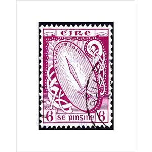 Wee Blue Coo POSTAGE STAMP IRELAND VINTAGE SWORD LIGHT BLACK FRAMED ART PRINT B12X8778 Wee Blue Coo POSTAGE STAMP IRELAND VINTAGE SWORD LIGHT BLACK FRAMED ART PRINT B12X8778