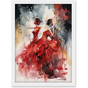 Artery8 Flamenco Music Female Dancers Dancing on Stage in Red Dresses Modern Watercolour Painting Artwork Framed A3 Wall Art Print Artery8 Flamenco Music Female Dancers Dancing on Stage in Red Dresses Modern Watercolour Painting Artwork Framed A3 Wall Art Print