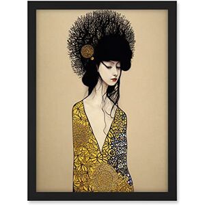 Wee Blue Coo Golden Geisha Girl Abstract Elegant Painting Artwork Framed A3 Wall Art Print Wee Blue Coo Golden Geisha Girl Abstract Elegant Painting Artwork Framed A3 Wall Art Print