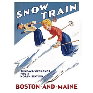 Wee Blue Coo Travel Transport Train Winter Sport Ski Snow Boston USA Art Print Poster Wall Decor 12X16 Inch Wee Blue Coo Travel Transport Train Winter Sport Ski Snow Boston USA Art Print Poster Wall Decor 12X16 Inch