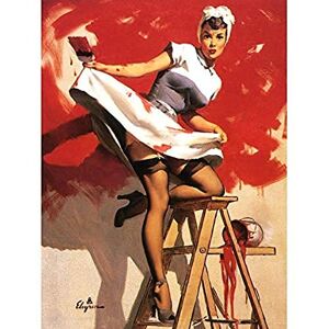 Wee Blue Coo Pin Up Girl Red Paint Unframed Art Print Poster Wall Decor 12X16 Inch Wee Blue Coo Pin Up Girl Red Paint Unframed Art Print Poster Wall Decor 12X16 Inch