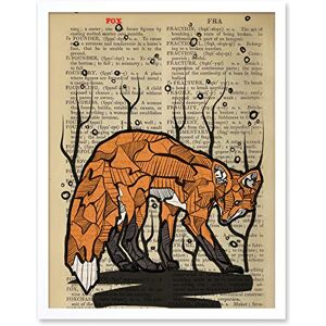 Wee Blue Coo Upcycle Dictionary Fox Art Print Framed Poster Wall Decor 12x16 inch Wee Blue Coo Upcycle Dictionary Fox Art Print Framed Poster Wall Decor 12x16 inch