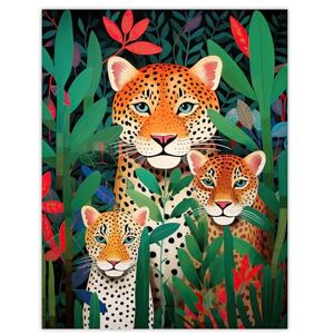 Artery8 Leopard Family Wildlife Portrait Oil Painting Orange Red Green Jungle Landscape Kids Bedroom Extra Large XL Wall Art Poster Print Artery8 Leopard Family Wildlife Portrait Oil Painting Orange Red Green Jungle Landscape Kids Bedroom Extra Large XL Wall Art Poster Print