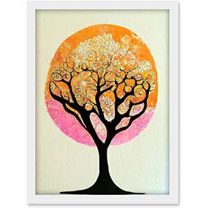 Doppelganger33 LTD Tranquil Tree Silhouette Abstract Illustration Enchanted Linocut Artwork Framed A3 Wall Art Print Doppelganger33 LTD Tranquil Tree Silhouette Abstract Illustration Enchanted Linocut Artwork Framed A3 Wall Art Print