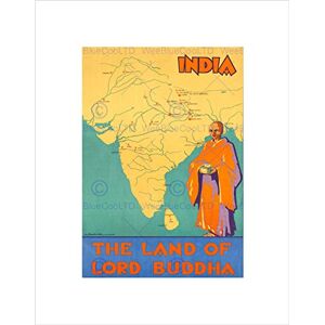 Wee Blue Coo Travel Tourism India Land Buddha Map River Wall Art Print Wee Blue Coo Travel Tourism India Land Buddha Map River Wall Art Print