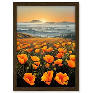Doppelganger33 LTD Shoreline California Poppies At Sunrise Painting Artwork Framed A3 Wall Art Print Doppelganger33 LTD Shoreline California Poppies At Sunrise Painting Artwork Framed A3 Wall Art Print