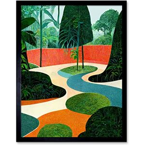 Wee Blue Coo Midcentury Style Garden Abstract Jungle Painting Orange Teal Green Art Print Framed Poster Wall Decor 12x16 inch Wee Blue Coo Midcentury Style Garden Abstract Jungle Painting Orange Teal Green Art Print Framed Poster Wall Decor 12x16 inch