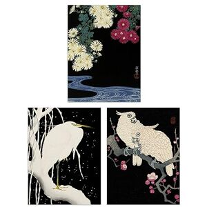 Artery8 Pack of 3 Ohara Koson Japan Kachō-e Bird and Flower Heron Cockatoo Japanese Paintings Unframed Wall Art Living Room Prints Set Artery8 Pack of 3 Ohara Koson Japan Kachō-e Bird and Flower Heron Cockatoo Japanese Paintings Unframed Wall Art Living Room Prints Set