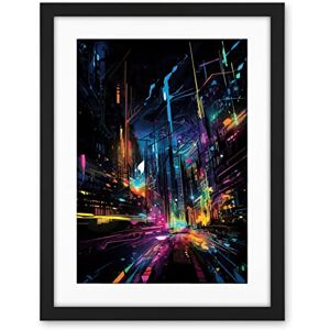 Artery8 New York City at Night Modern Abstract Neon Contrast Painting Artwork Framed Wall Art Print 18X24 Inch Artery8 New York City at Night Modern Abstract Neon Contrast Painting Artwork Framed Wall Art Print 18X24 Inch