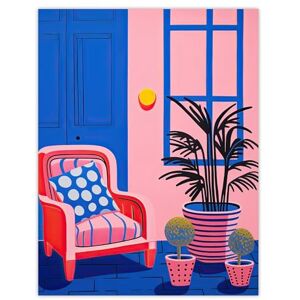 Artery8 My Favourite Place Graphic Painting Pink Blue Cosy Armchair and Potted Plants Extra Large XL Wall Art Poster Print Artery8 My Favourite Place Graphic Painting Pink Blue Cosy Armchair and Potted Plants Extra Large XL Wall Art Poster Print